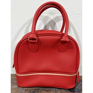 ELIZABETH ARDEN New York Red Faux Leather Handbag / Makeup Bag – NWOT